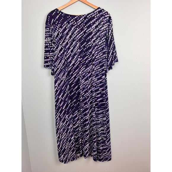 Catherines Women's 3X Plus‎ Purple Geometric Faux Wrap Dress Party Cocktail Knit - Picture 3 of 9